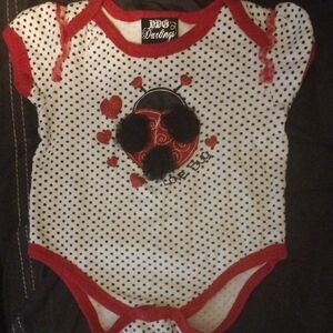 Darling Red and White Bodysuit with Ladybug Design​